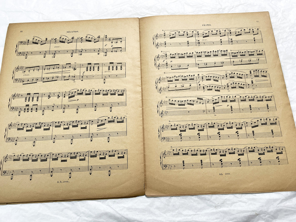 Late 19th century - Salon Piece for Piano Four Hands – Tito Mattei, Op. 21 bis – 19th Century Sheet Music (Alphonse Leduc, Paris)