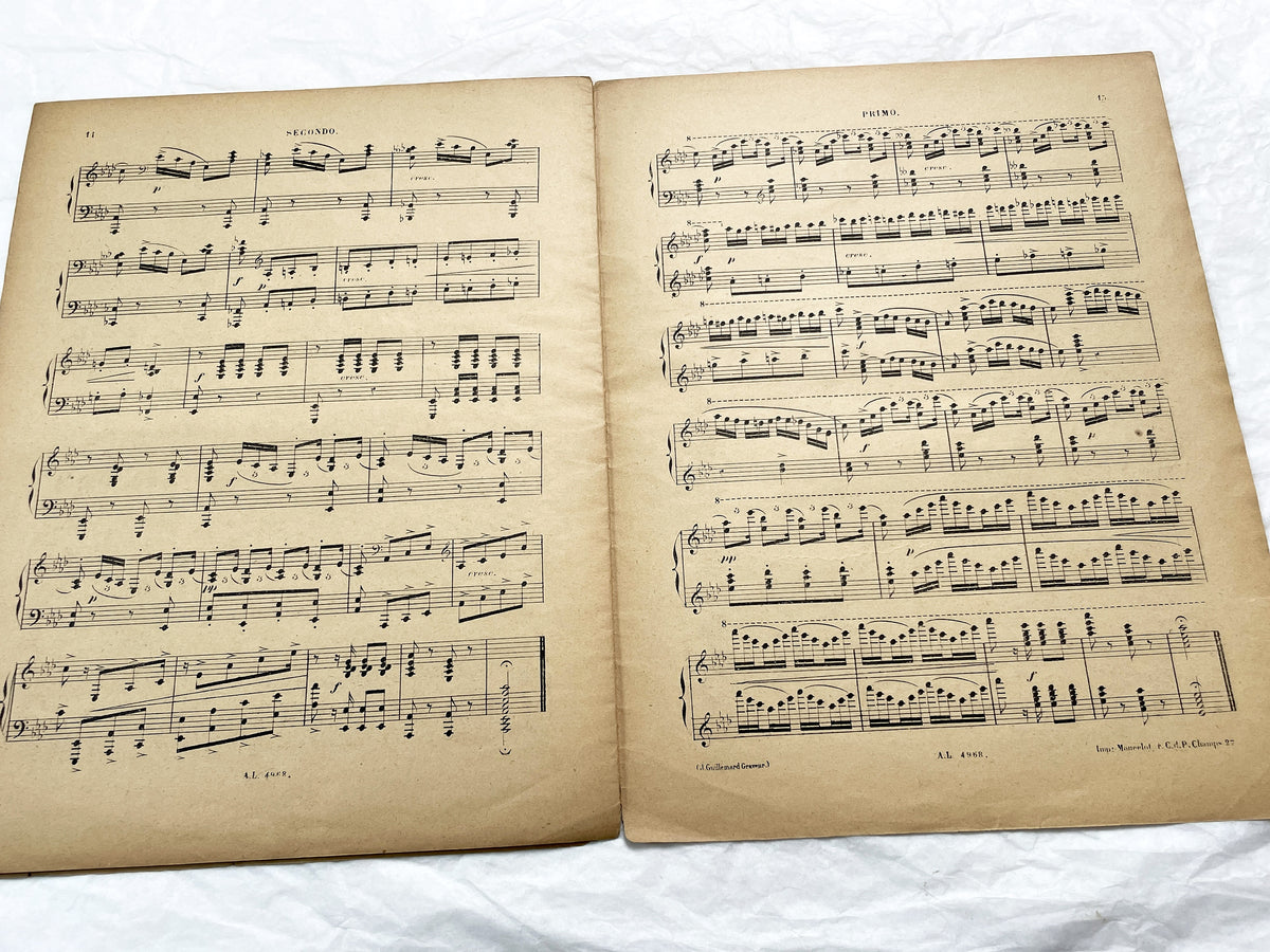 Late 19th century - Salon Piece for Piano Four Hands – Tito Mattei, Op. 21 bis – 19th Century Sheet Music (Alphonse Leduc, Paris)