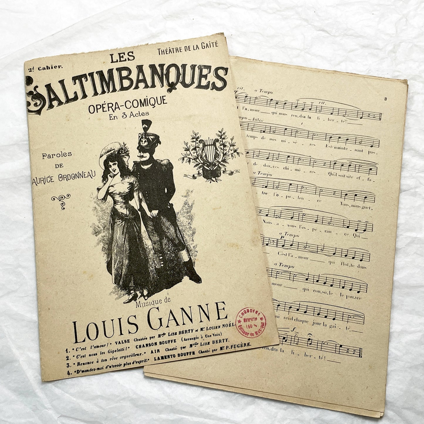 Late 19th century - Les Saltimbanques – Operetta Sheet Music by Louis Ganne – Théâtre de la Gaîté (c.1899)