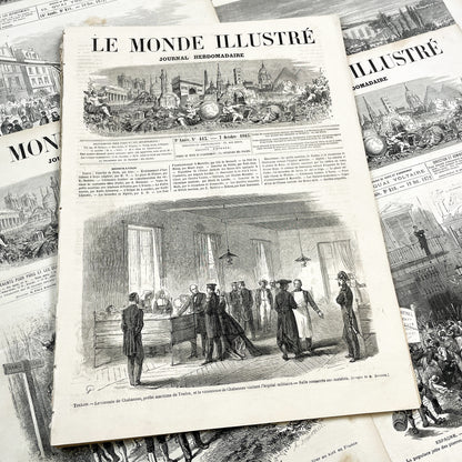 1860s - Stunning newspaper "Le monde illustré" with beautiful engravings - French weekly journal from 1865 - 16 pages
