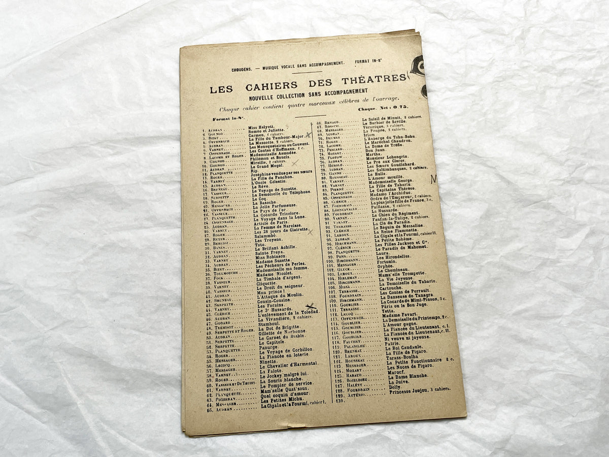 Late 19th century - Les Saltimbanques – Operetta Sheet Music by Louis Ganne – Théâtre de la Gaîté (c.1899)