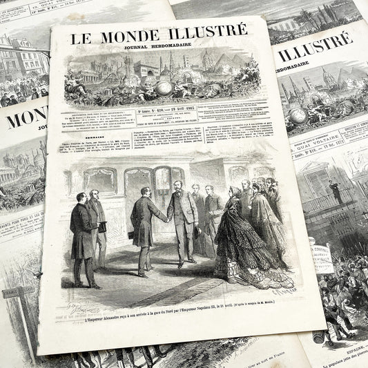 1860s - Stunning newspaper "Le monde illustré" with beautiful engravings - French weekly journal from 1865 - 16 pages