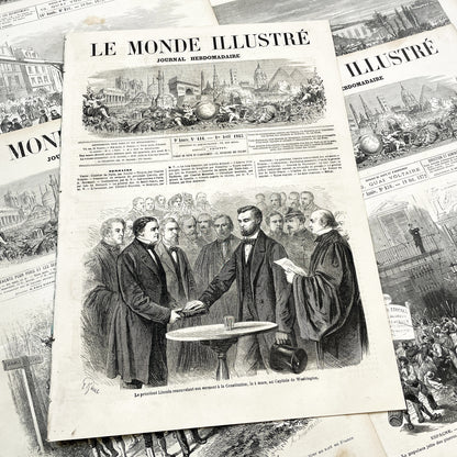 1860s - Stunning newspaper "Le monde illustré" with beautiful engravings - French weekly journal from 1865 - 16 pages