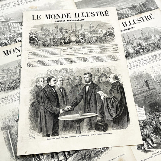 1860s - Stunning newspaper "Le monde illustré" with beautiful engravings - French weekly journal from 1865 - 16 pages