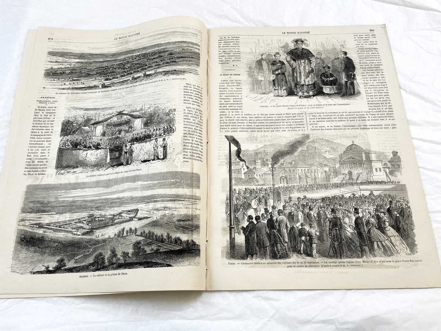 1860s - Stunning newspaper "Le monde illustré" with beautiful engravings - French weekly journal from 1865 - 16 pages