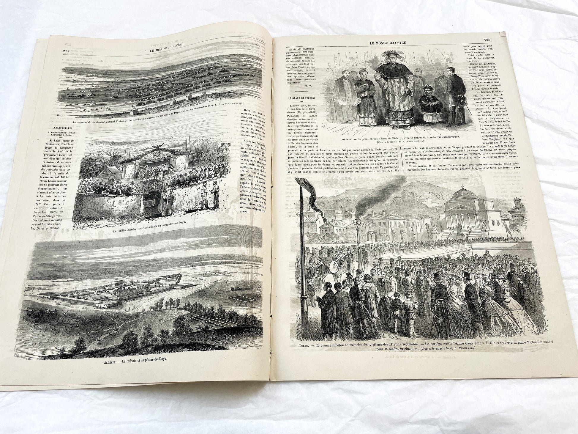 1860s - Stunning newspaper "Le monde illustré" with beautiful engravings - French weekly journal from 1865 - 16 pages