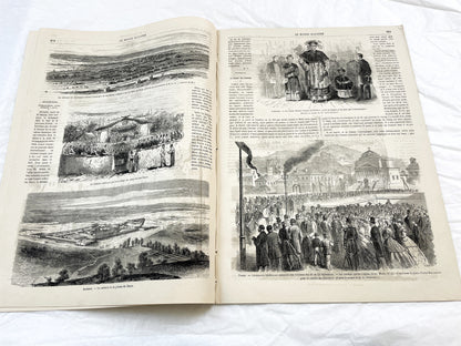 1860s - Stunning newspaper "Le monde illustré" with beautiful engravings - French weekly journal from 1865 - 16 pages