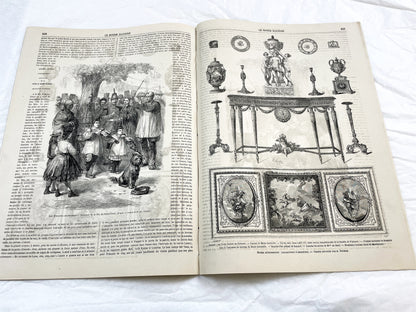 1860s - Stunning newspaper "Le monde illustré" with beautiful engravings - French weekly journal from 1865 - 16 pages