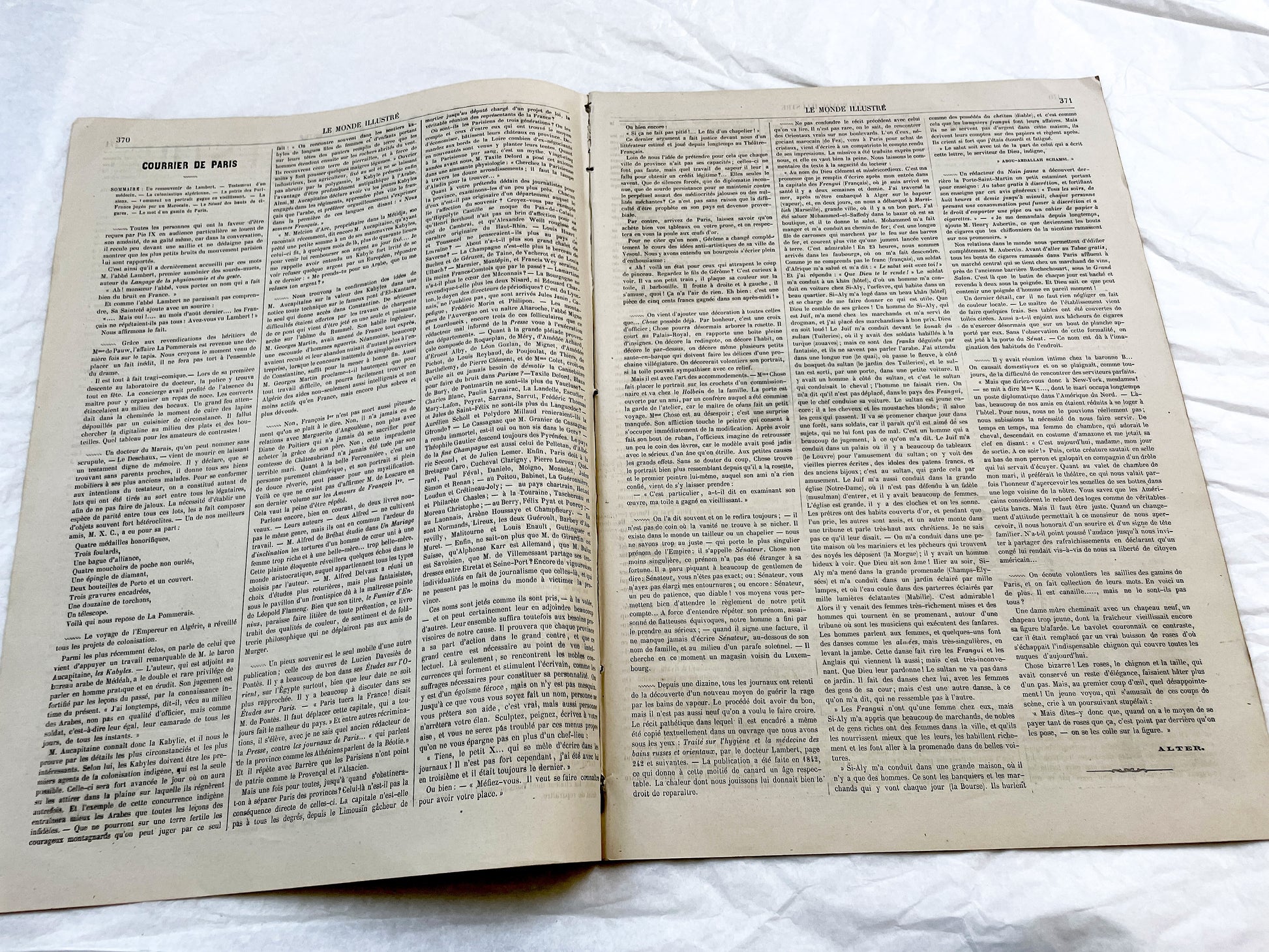 1860s - Stunning newspaper "Le monde illustré" with beautiful engravings - French weekly journal from 1865 - 16 pages