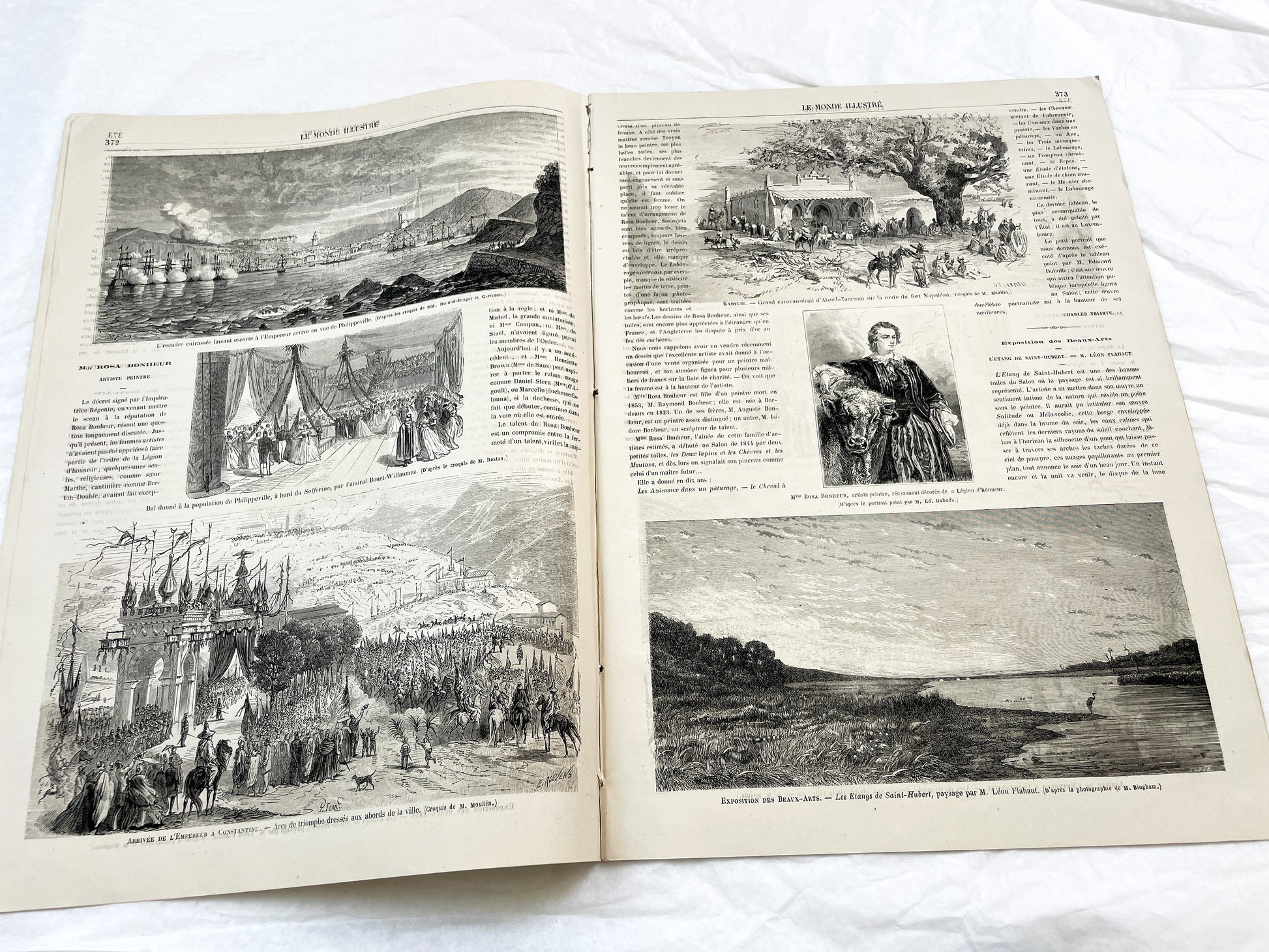 1860s - Stunning newspaper "Le monde illustré" with beautiful engravings - French weekly journal from 1865 - 16 pages