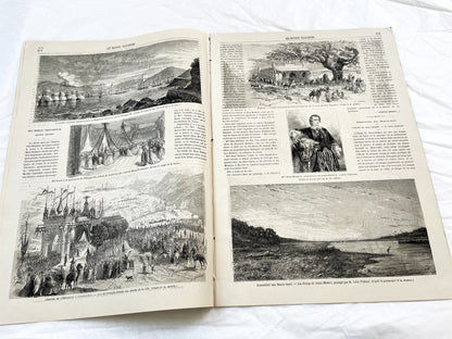 1860s - Stunning newspaper "Le monde illustré" with beautiful engravings - French weekly journal from 1865 - 16 pages