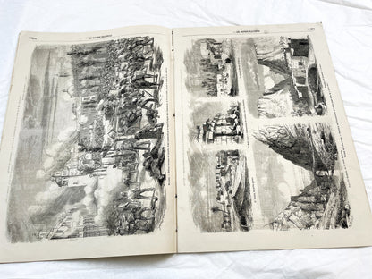1860s - Stunning newspaper "Le monde illustré" with beautiful engravings - French weekly journal from 1865 - 16 pages