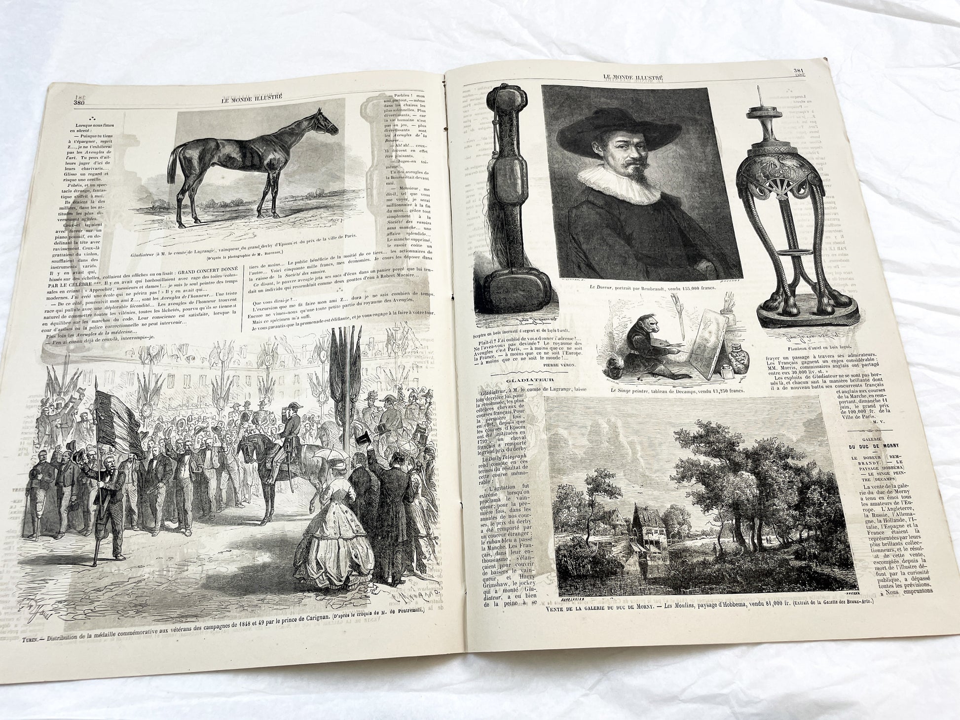 1860s - Stunning newspaper "Le monde illustré" with beautiful engravings - French weekly journal from 1865 - 16 pages