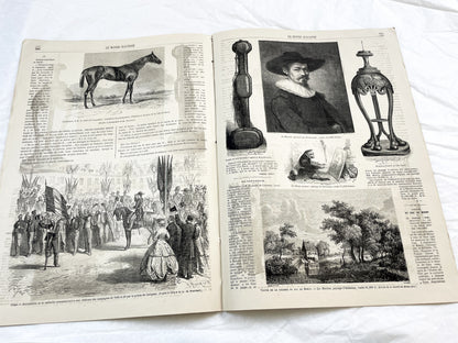 1860s - Stunning newspaper "Le monde illustré" with beautiful engravings - French weekly journal from 1865 - 16 pages