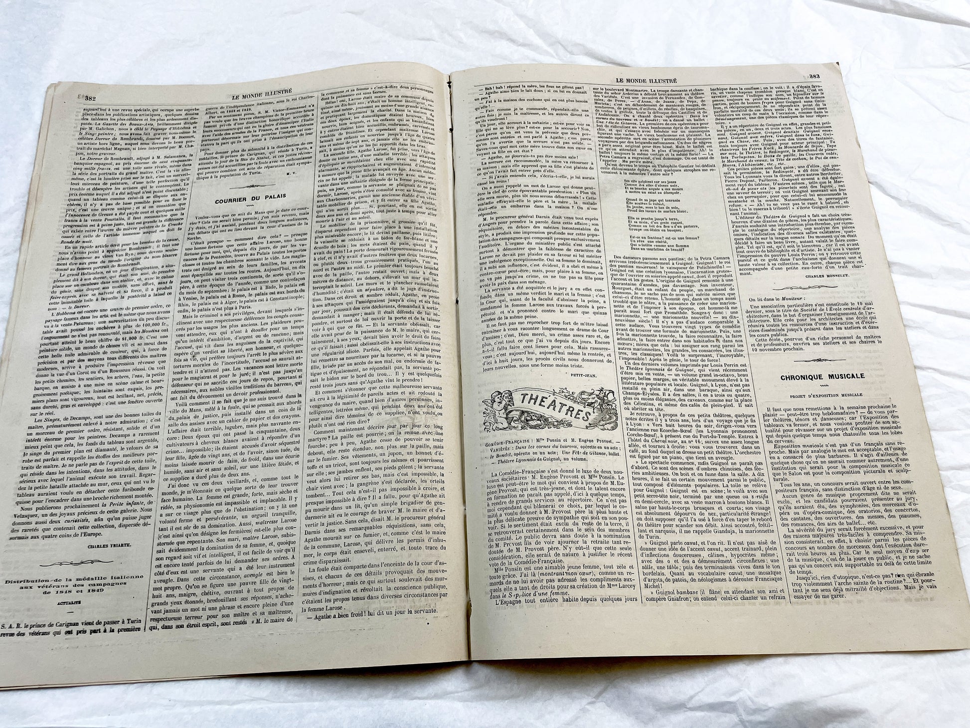1860s - Stunning newspaper "Le monde illustré" with beautiful engravings - French weekly journal from 1865 - 16 pages