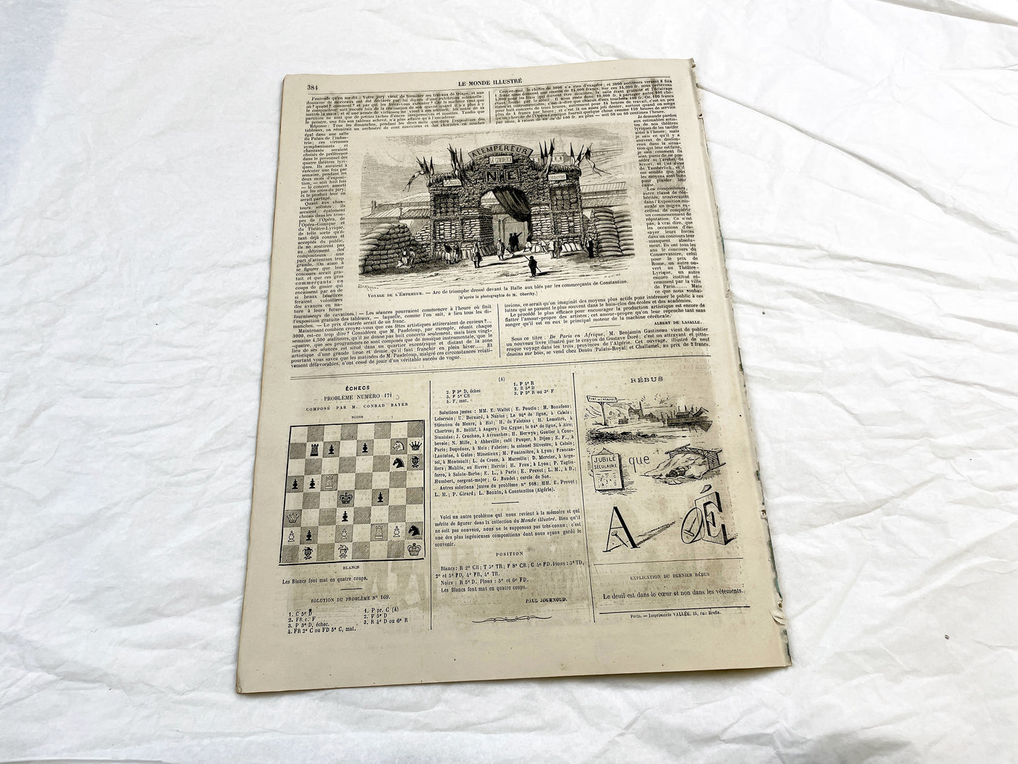1860s - Stunning newspaper "Le monde illustré" with beautiful engravings - French weekly journal from 1865 - 16 pages
