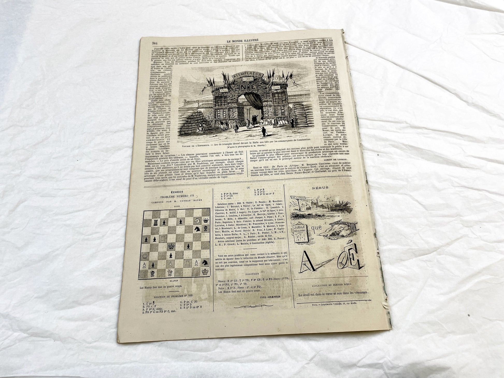 1860s - Stunning newspaper "Le monde illustré" with beautiful engravings - French weekly journal from 1865 - 16 pages