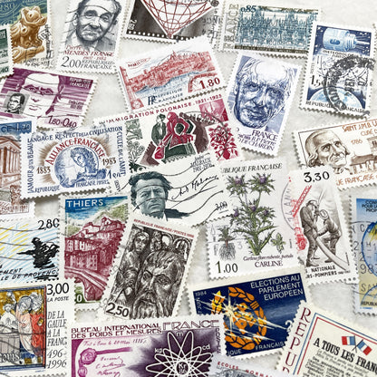 1980s - 50 French Postage Stamps - Diverse Themes Including History, Art, Nature, and Commemorations - Philatelic Lot