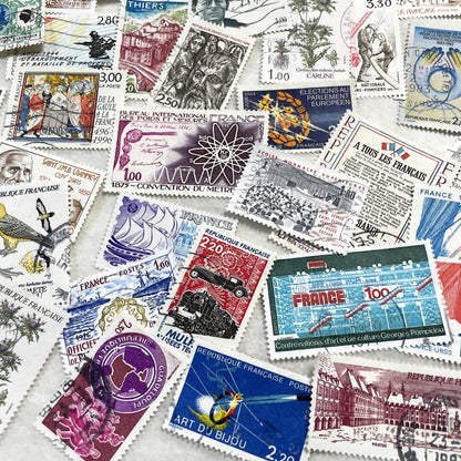 1980s - 50 French Postage Stamps - Diverse Themes Including History, Art, Nature, and Commemorations - Philatelic Lot