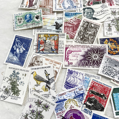 1980s - 50 French Postage Stamps - Diverse Themes Including History, Art, Nature, and Commemorations - Philatelic Lot