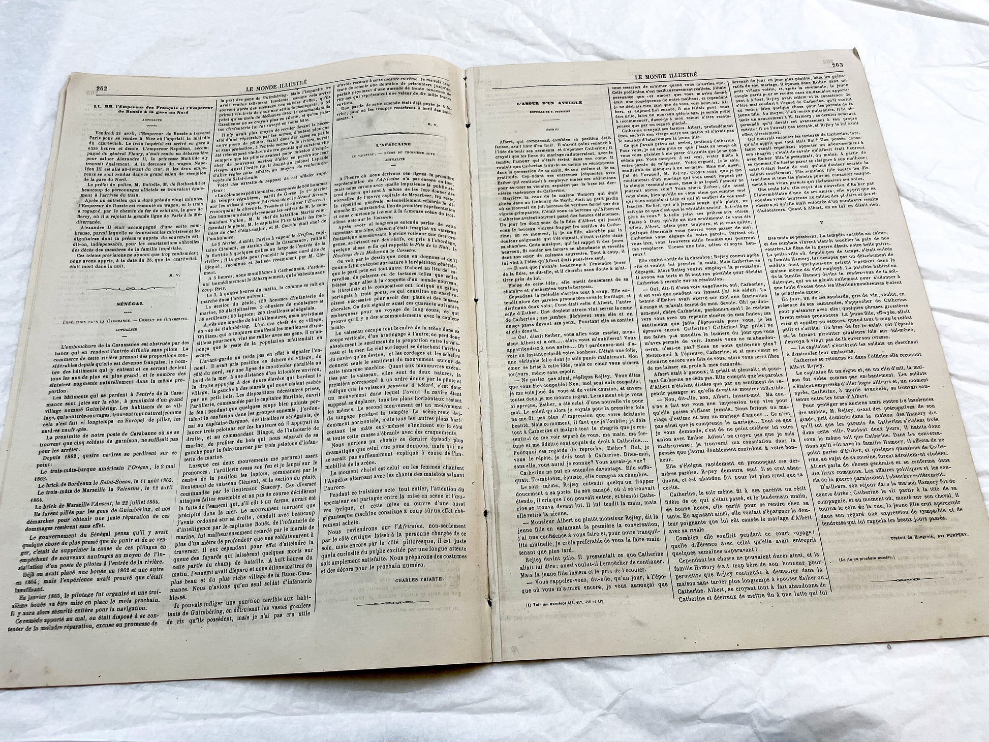 1860s - Stunning newspaper "Le monde illustré" with beautiful engravings - French weekly journal from 1865 - 16 pages
