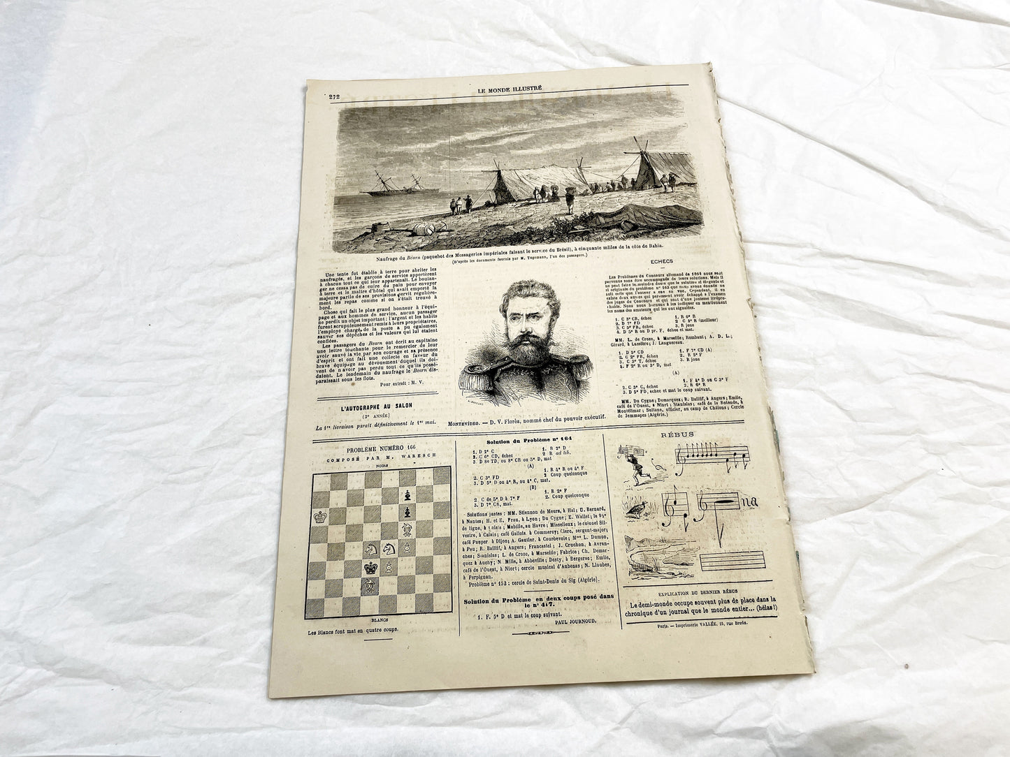 1860s - Stunning newspaper "Le monde illustré" with beautiful engravings - French weekly journal from 1865 - 16 pages