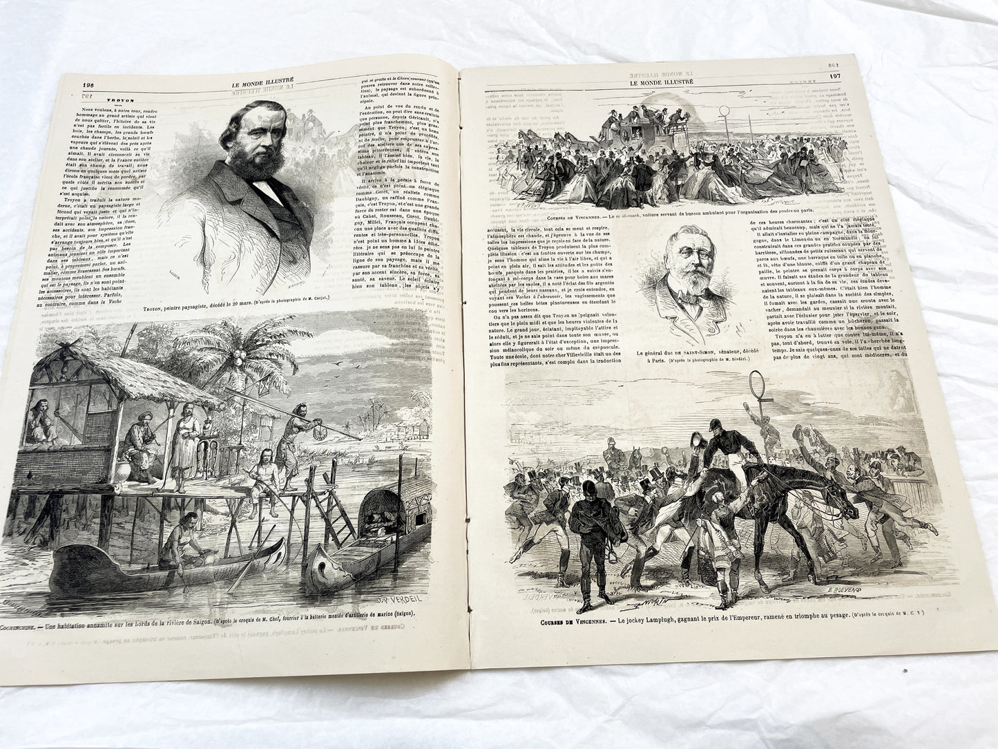 1860s - Stunning newspaper "Le monde illustré" with beautiful engravings - French weekly journal from 1865 - 16 pages