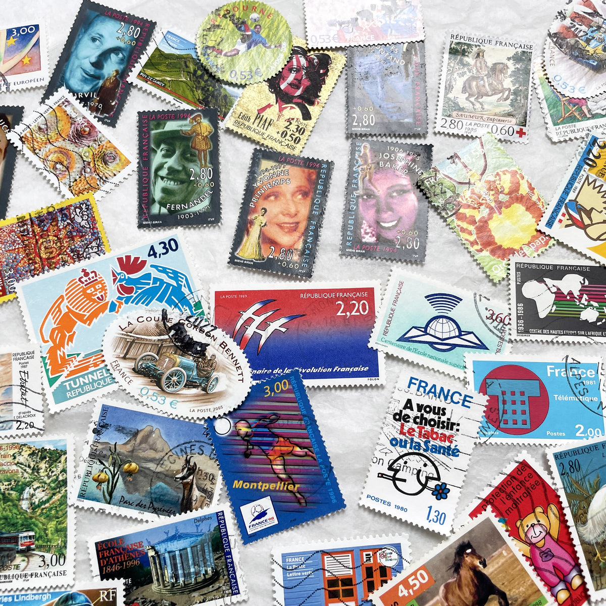 1990s - 100 French Stamps - Diverse Themes - Philately France - Art - Culture - Nature - Sports - Landmarks - Historical Figures