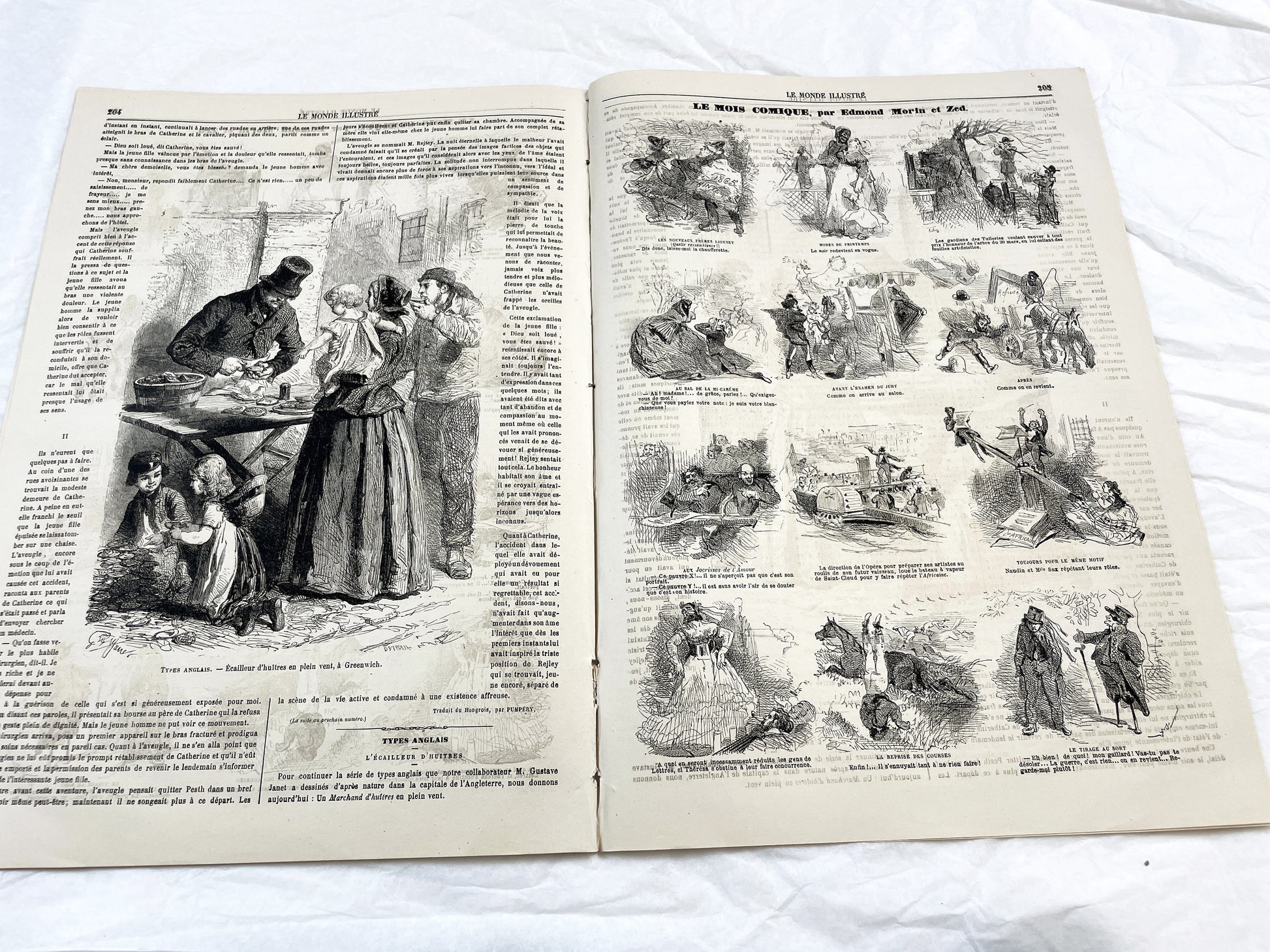 1860s - Stunning newspaper "Le monde illustré" with beautiful engravings - French weekly journal from 1865 - 16 pages