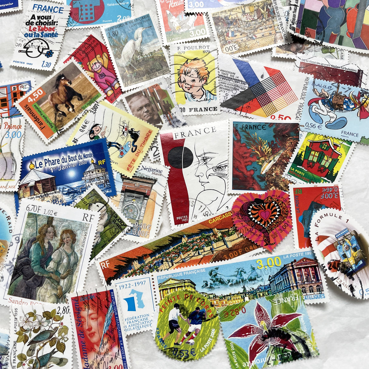 1990s - 100 French Stamps - Diverse Themes - Philately France - Art - Culture - Nature - Sports - Landmarks - Historical Figures