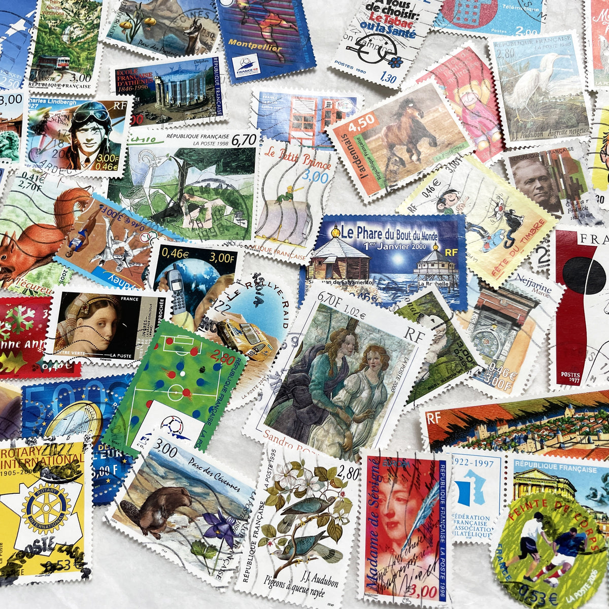 1990s - 100 French Stamps - Diverse Themes - Philately France - Art - Culture - Nature - Sports - Landmarks - Historical Figures