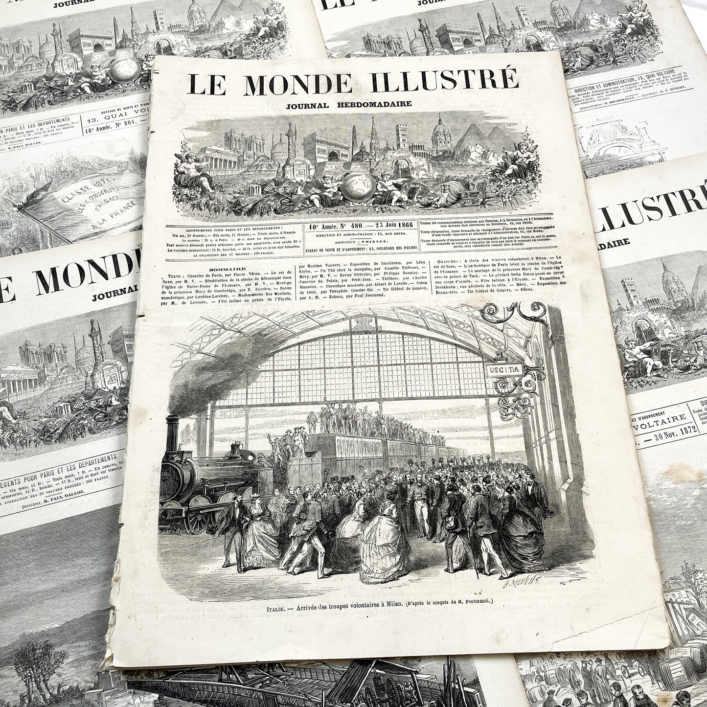 1860s - Stunning newspaper "Le monde illustré" with beautiful engravings - French weekly journal from 1865 - 16 pages