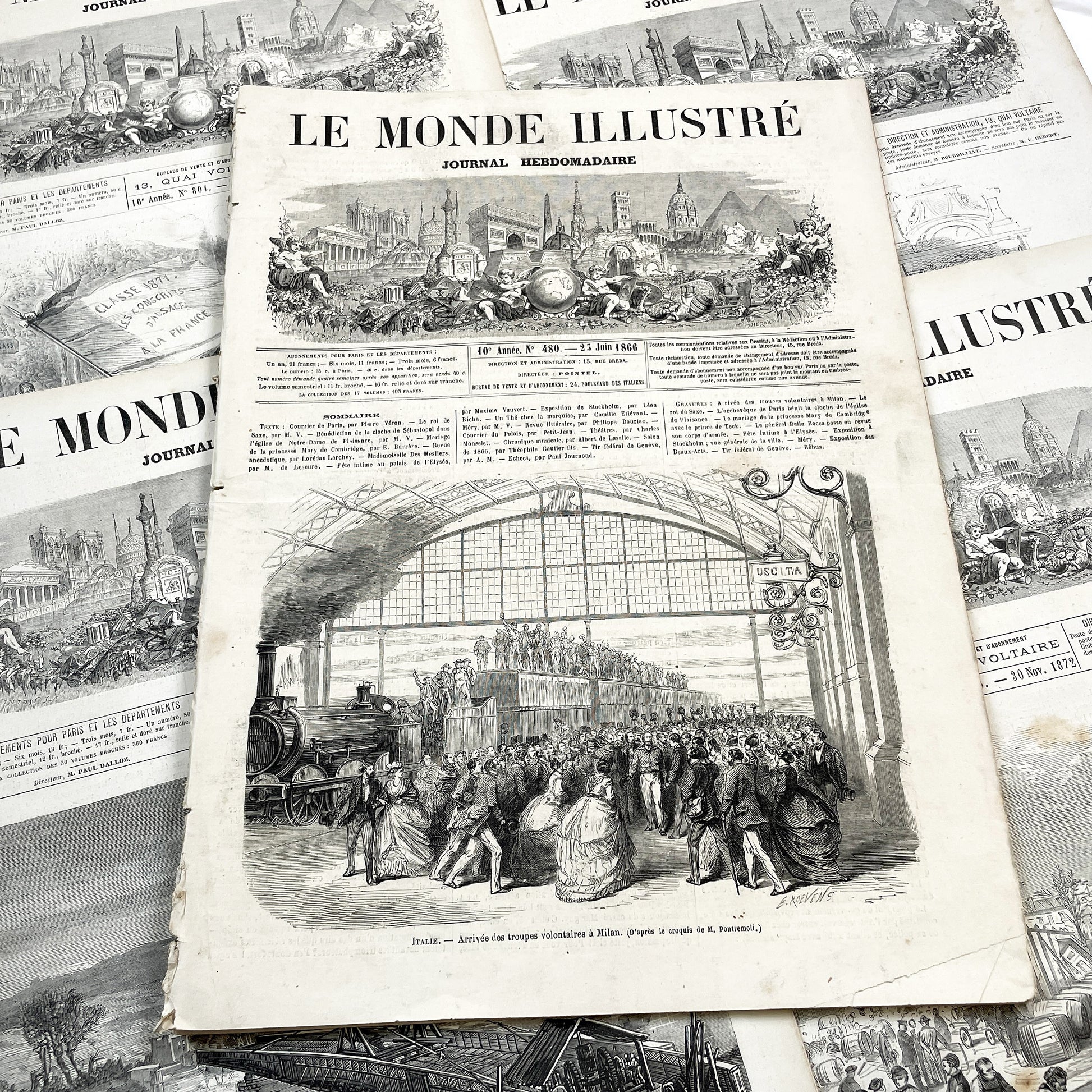 1860s - Stunning newspaper "Le monde illustré" with beautiful engravings - French weekly journal from 1865 - 16 pages
