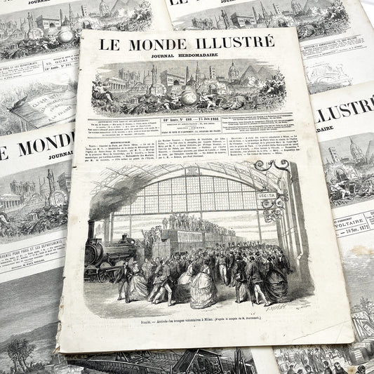 1860s - Stunning newspaper "Le monde illustré" with beautiful engravings - French weekly journal from 1865 - 16 pages