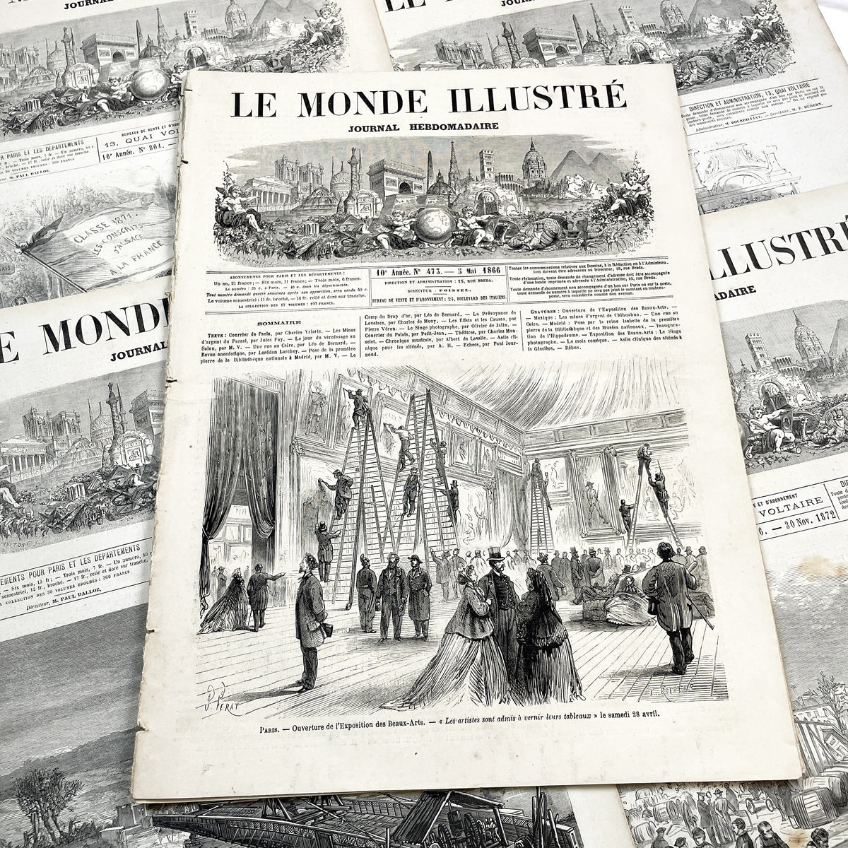 1860s - Stunning newspaper "Le monde illustré" with beautiful engravings - French weekly journal from 1865 - 16 pages