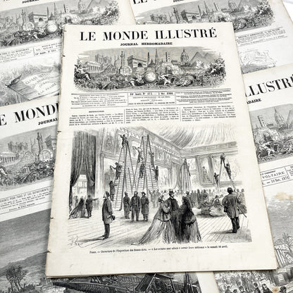 1860s - Stunning newspaper "Le monde illustré" with beautiful engravings - French weekly journal from 1865 - 16 pages