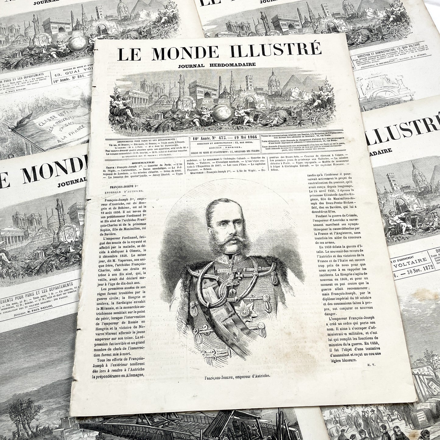 1860s - Stunning newspaper "Le monde illustré" with beautiful engravings - French newspaper from 1865 - 16 pages