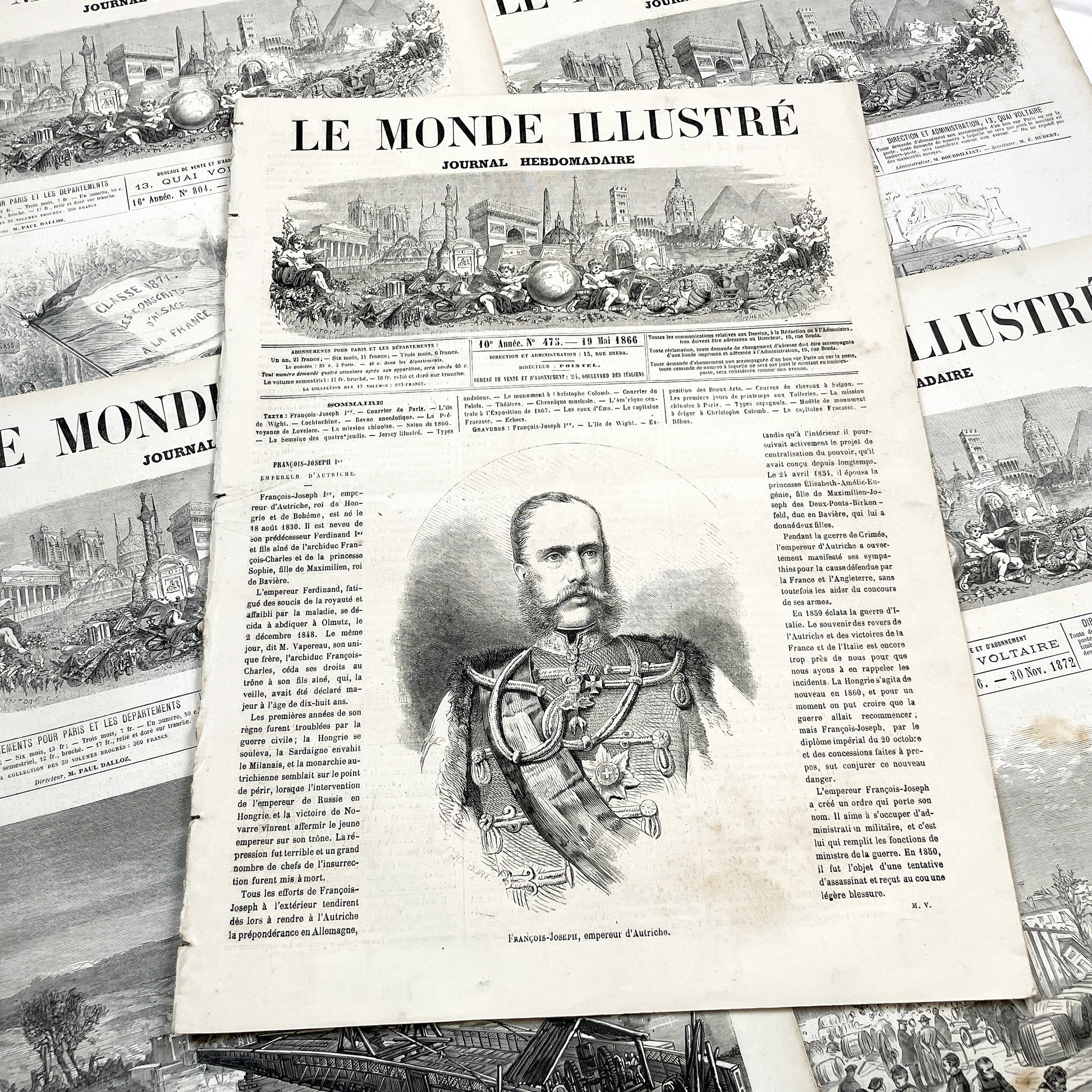1860s - Stunning newspaper "Le monde illustré" with beautiful engravings - French newspaper from 1865 - 16 pages