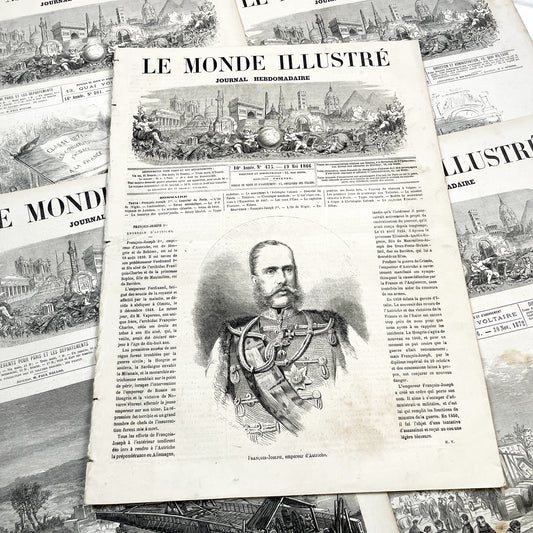 1860s - Stunning newspaper "Le monde illustré" with beautiful engravings - French newspaper from 1865 - 16 pages