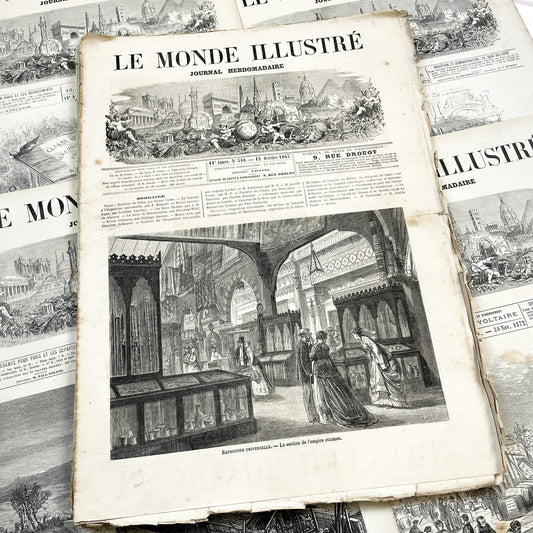 1860s - Stunning newspaper "Le monde illustré" with beautiful engravings - French weekly journal from 1867 - 16 pages