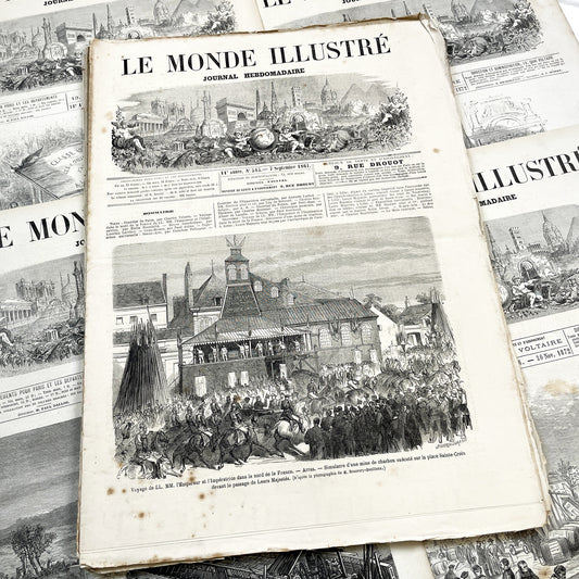 1860s - Stunning newspaper "Le monde illustré" with beautiful engravings - French weekly journal from 1867 - 16 pages