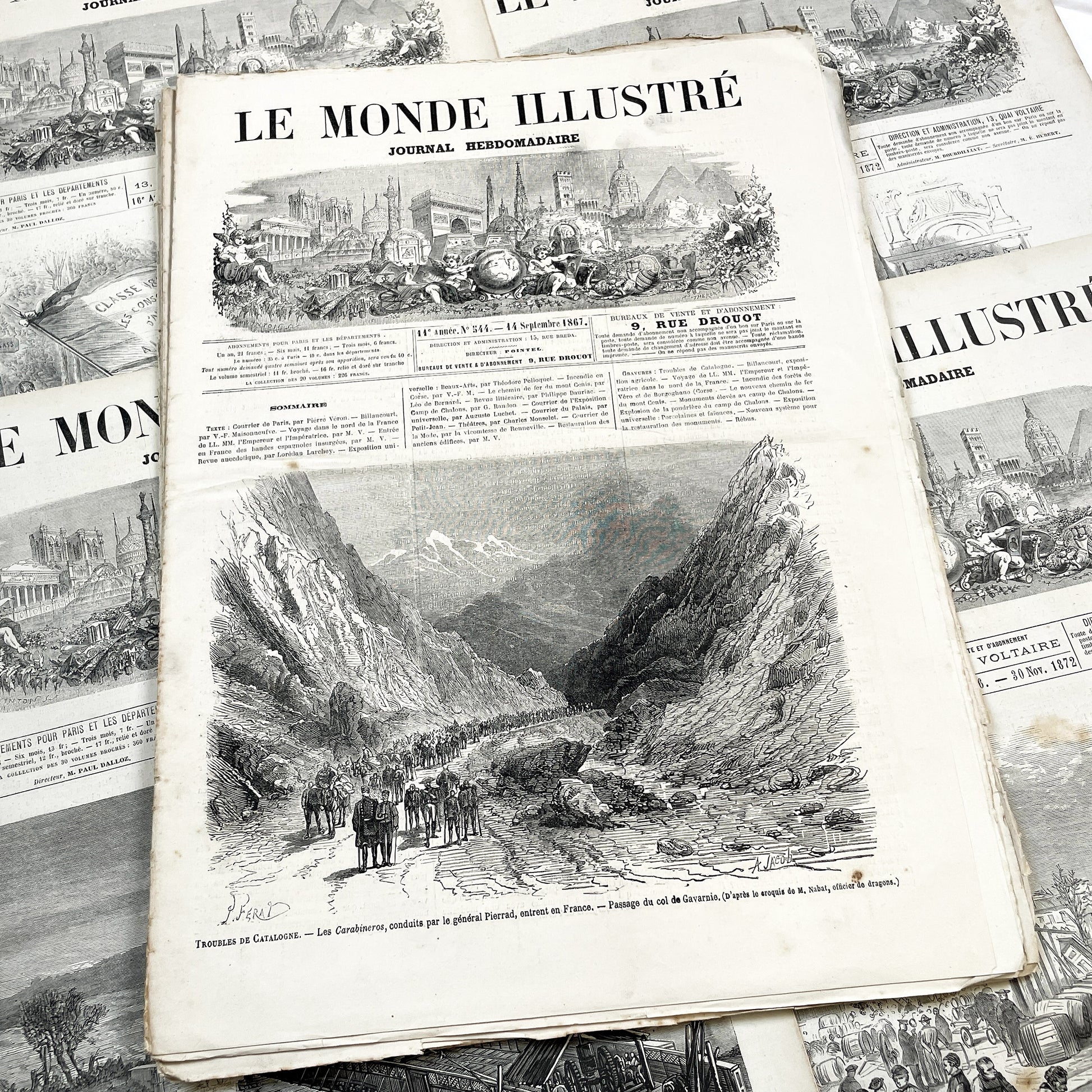 1860s - Stunning newspaper "Le monde illustré" with beautiful engravings - French newspaper from 1867 - 16 pages
