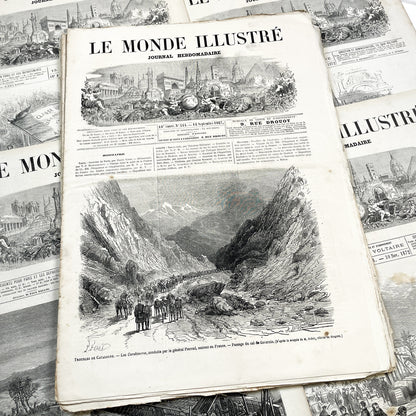 1860s - Stunning newspaper "Le monde illustré" with beautiful engravings - French newspaper from 1867 - 16 pages