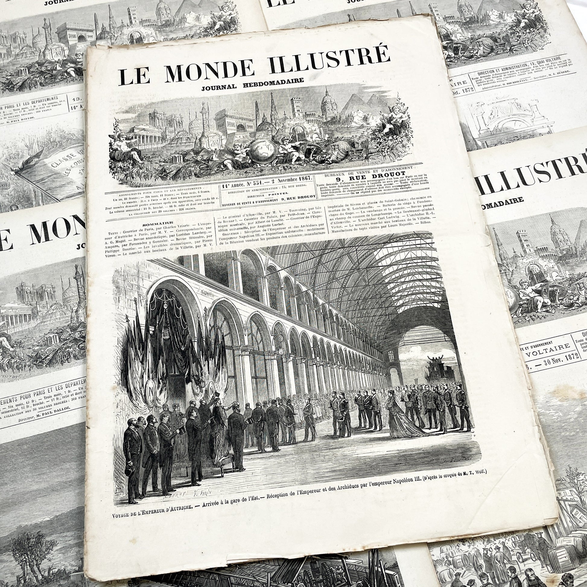 1860s - Stunning newspaper "Le monde illustré" with beautiful engravings - French newspaper from 1867 - 16 pages