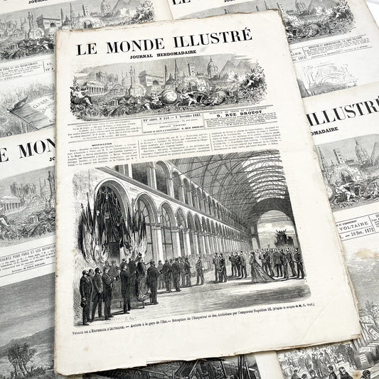 1860s - Stunning newspaper "Le monde illustré" with beautiful engravings - French newspaper from 1867 - 16 pages