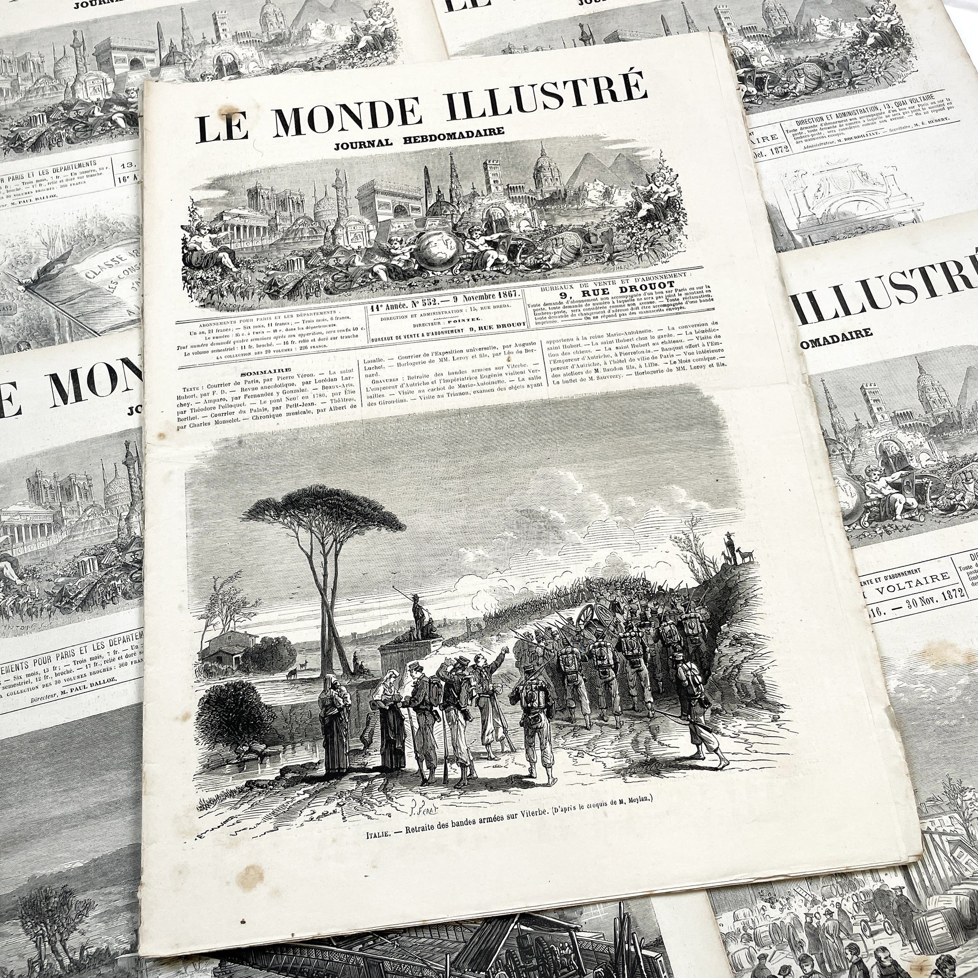 1860s - Stunning newspaper "Le monde illustré" with beautiful engravings - French newspaper from 1867 - 16 pages