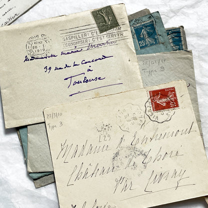 1910s - Lot of 10 Vintage French Envelopes – 1910s/1920s Ephemera for Junk Journals, Collage & Paper Crafts