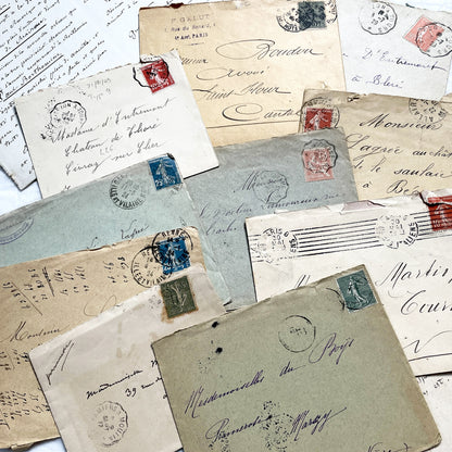 1910s - Lot of 10 Vintage French Envelopes – 1910s/1920s Ephemera for Junk Journals, Collage & Paper Crafts