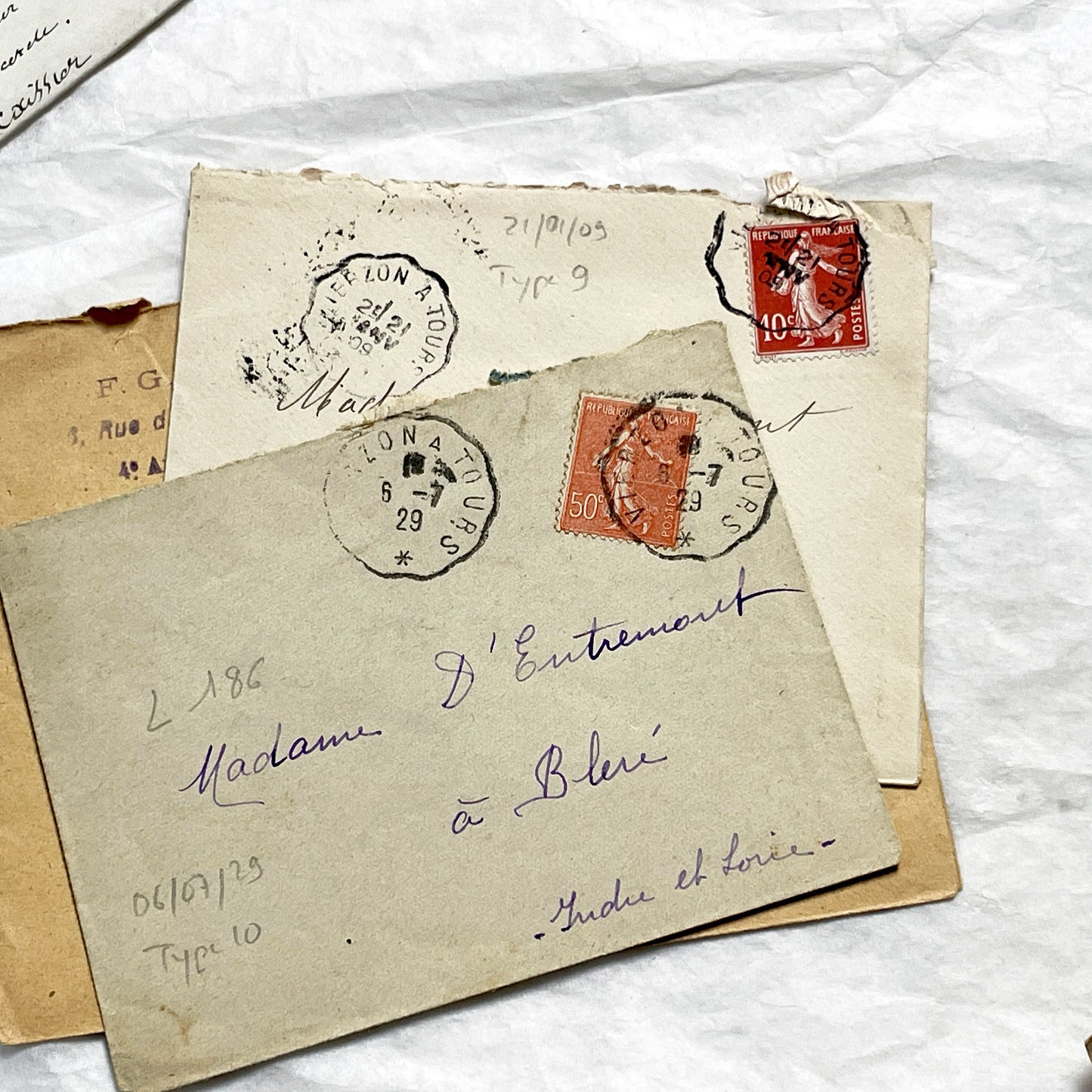 1910s - Lot of 10 Vintage French Envelopes – 1910s/1920s Ephemera for Junk Journals, Collage & Paper Crafts