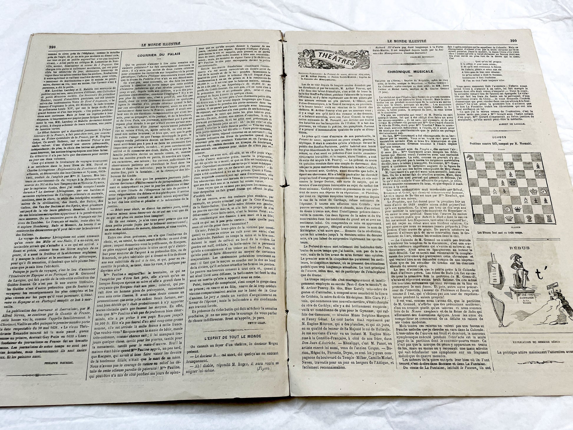 1860s - Stunning newspaper "Le monde illustré" with beautiful engravings - French weekly journal from 1865 - 16 pages